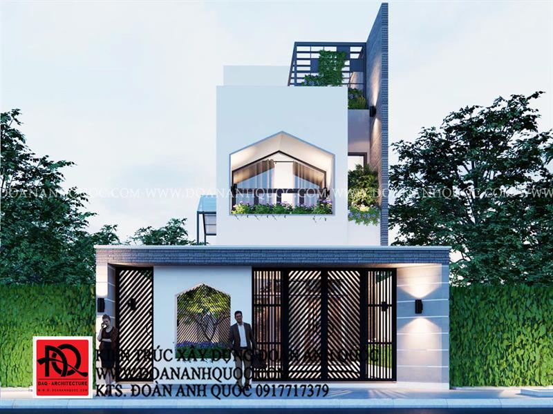 Thiết kế nhà Phan Thiết, Xây nhà trọn gói Phan Thiết, Thi công nhà trọn gói Phan Thiết, Thiết kế Thi công nội thất Phan Thiết Bình Thuận, Công ty Xây dựng Bình Thuận, Thiết kế nhà Bình Thuận, Xây nhà trọn gói Bình Thuận. Thiết kế nhà Phan Thiết - nhà phố 2 tầng 1 tum hiện đại - MS 40